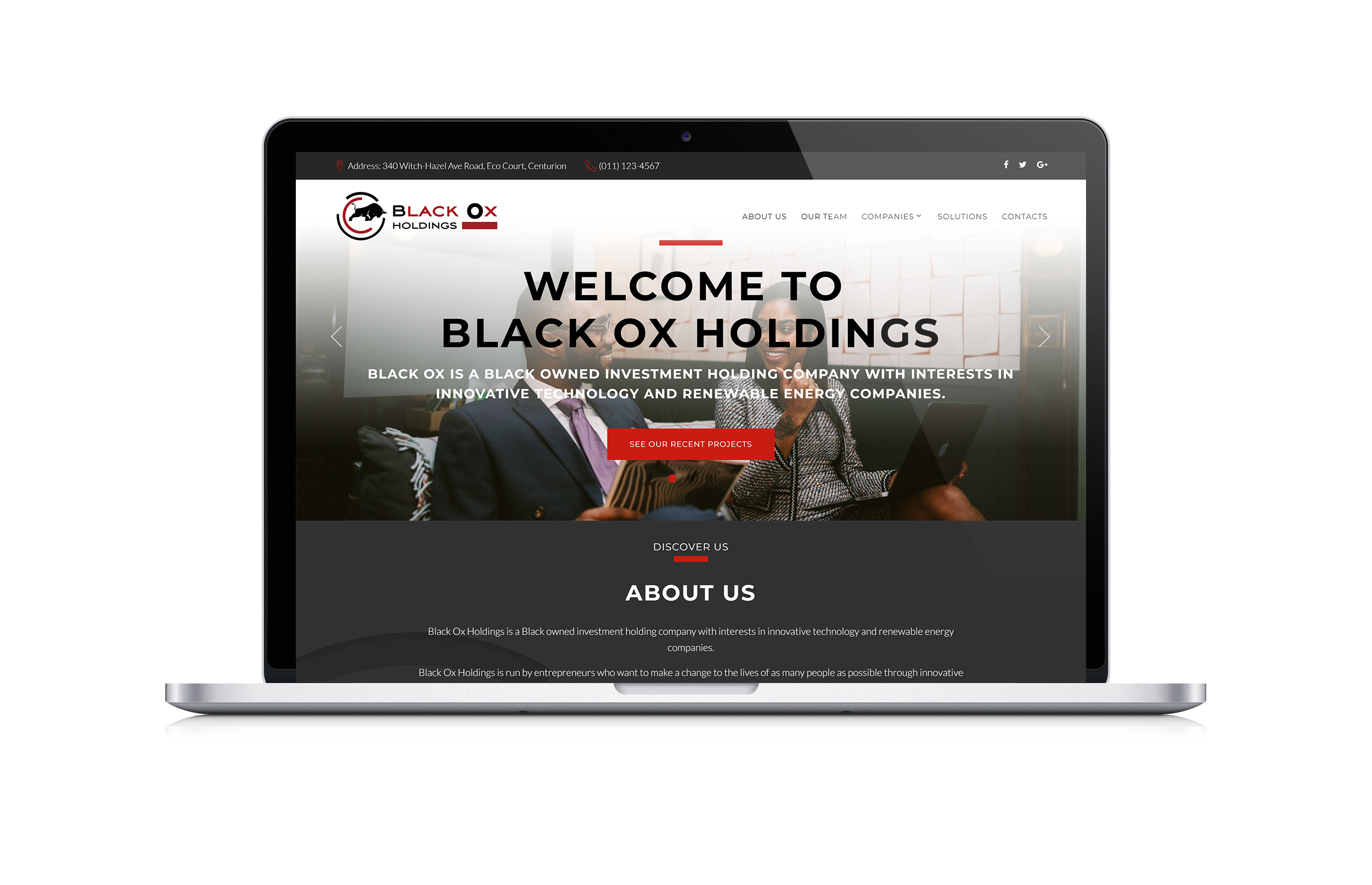 Black Ox Holdings website mockup